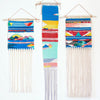 group of three handwoven wall hangings