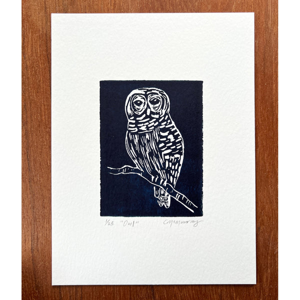 Owl Linocut Print
