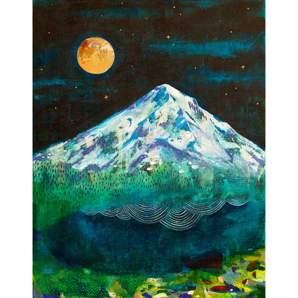 Mt. Hood at night with full moon Cathy McMurray