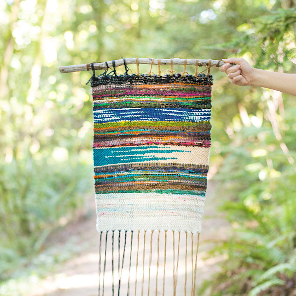 handspun handwoven wall hanging in nature